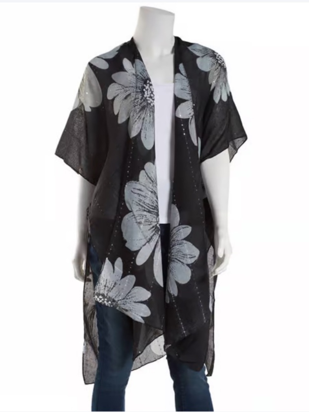 Jessica McClintock Allover Floral Sequin Kimono